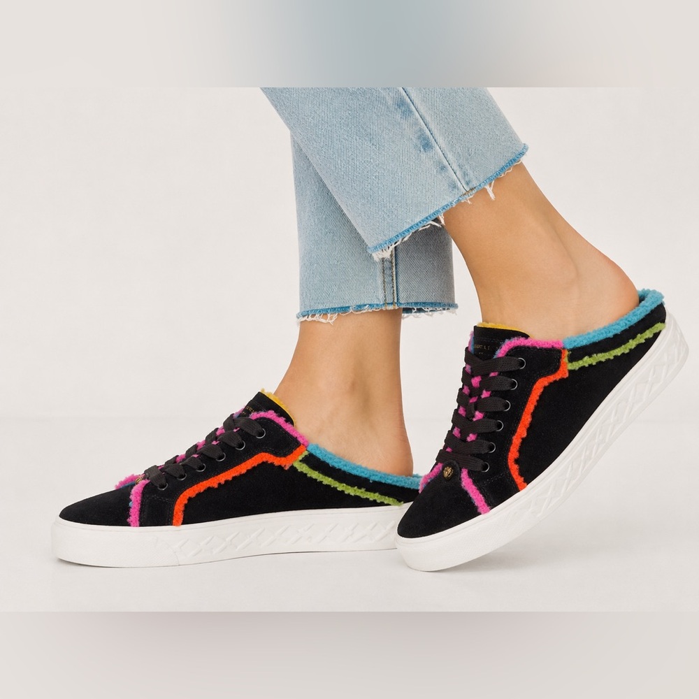Kurt Geiger London Kensington Cupsole Mule Sneakers EU39 Black Rainbow Shearling